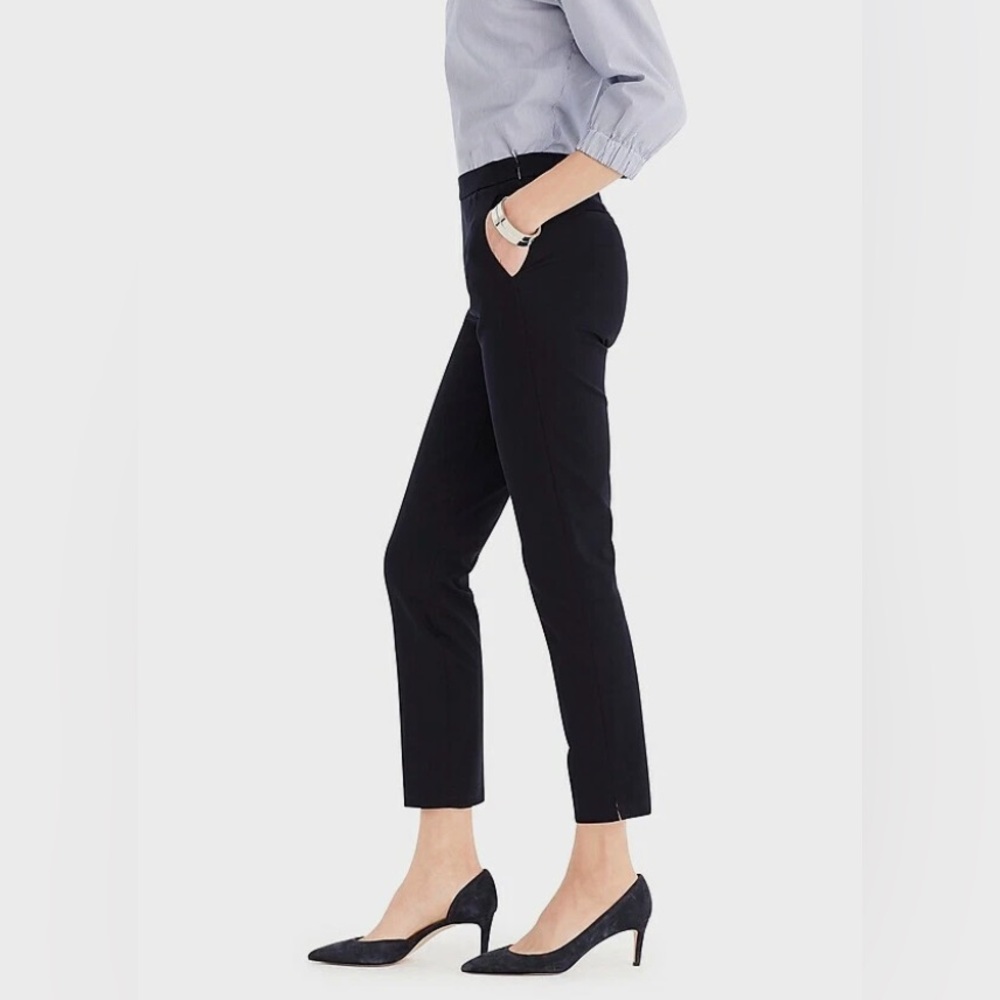 J.Crew Martie Bi-Stretch Cotton Blend Slim Crop Pants Navy Blue - Size 6 - Picture 2 of 14